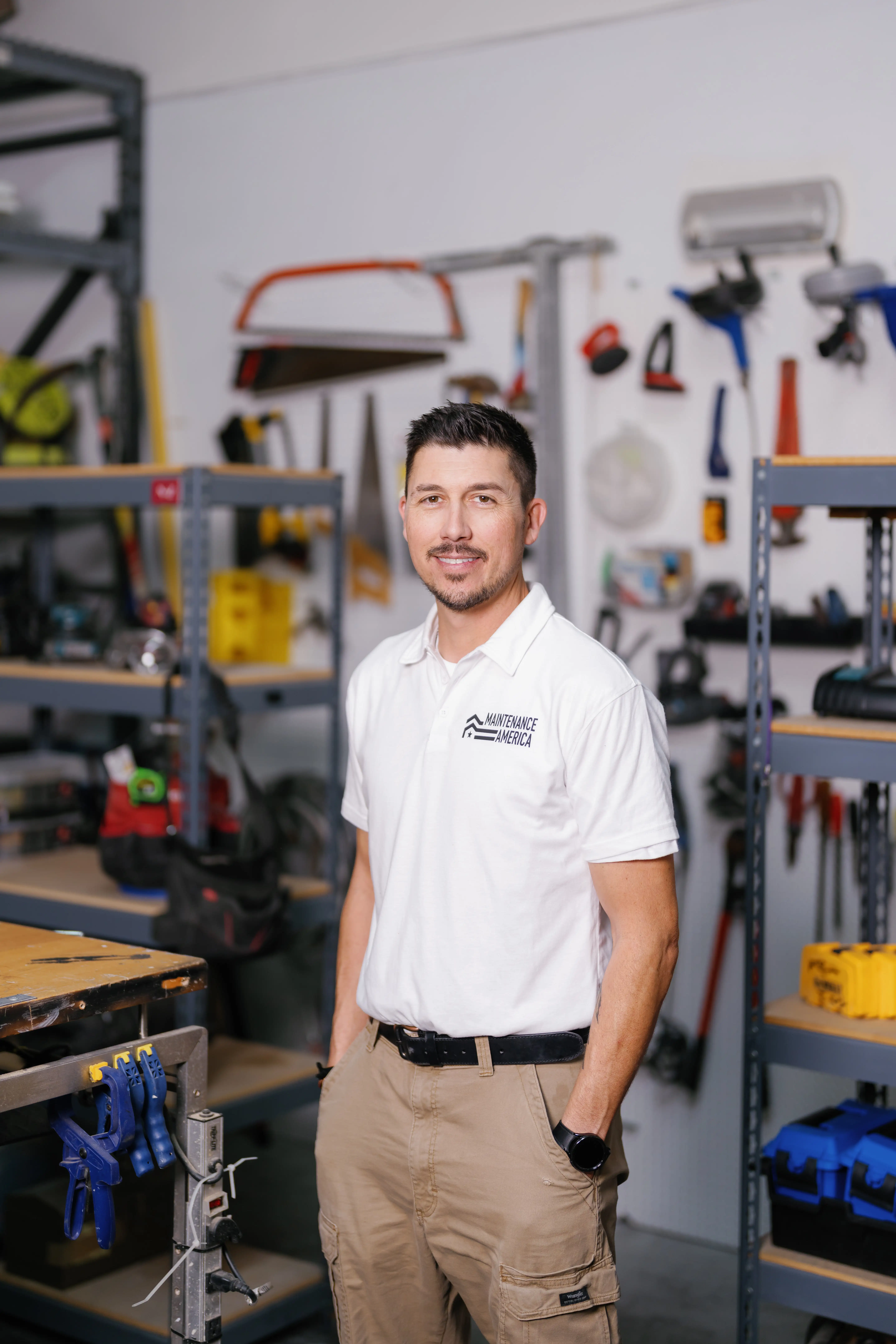 Maintenance America owner Tony Cuomo in the workshop